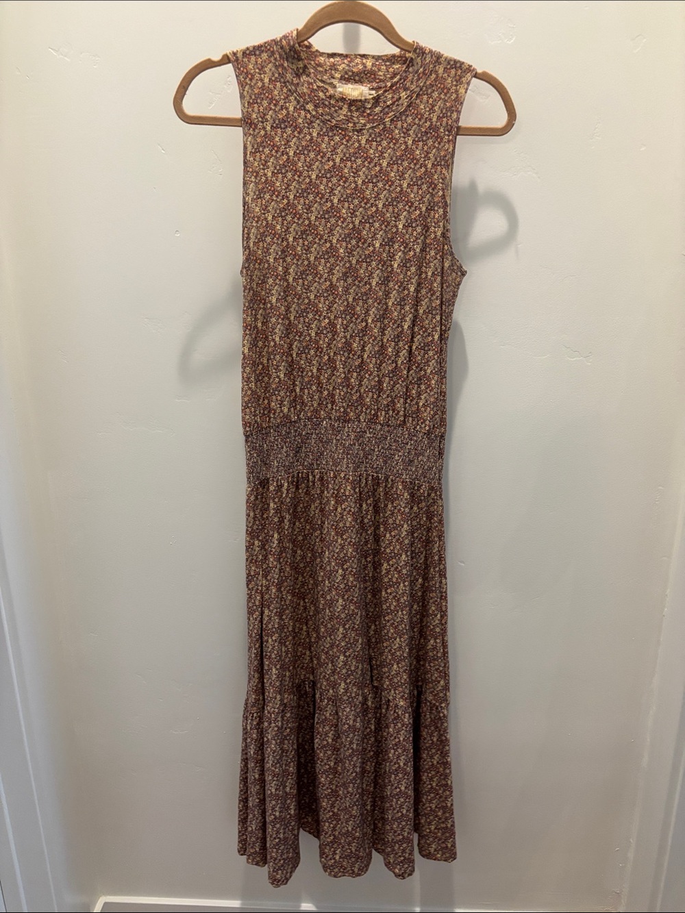 Nation LTD Brown Floral Sleeveless Midi Dress
